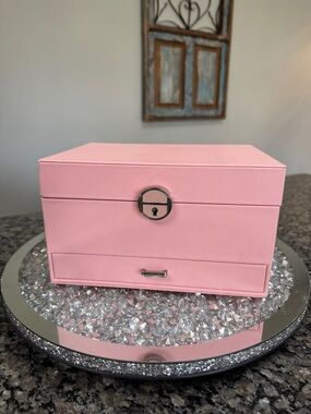 Pink Jewelry Box Storage Organizer - Elegant Jewelry Case